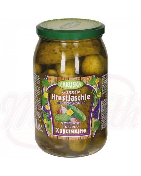 Eingelegte Gurken Hrustjaschie mit Knoblauch 860g