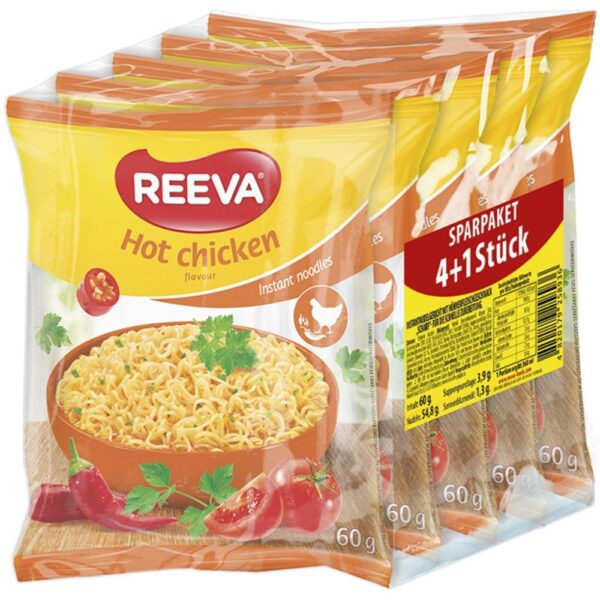 Sparpaket 4+1 gratis "Reeva" Instantnudelgericht mit scharfem Hühnerfleischgeschmack 300g