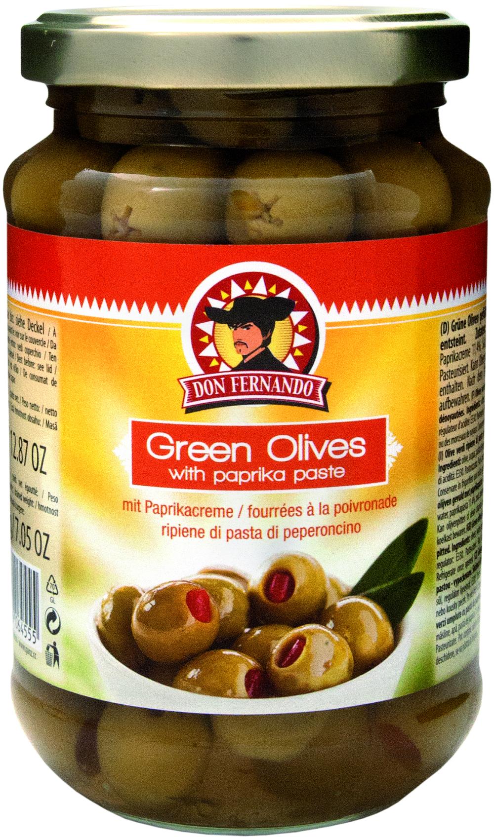 3867bba022d794feb478876e1e69442a Grüne Oliven gefüllt mit Paprikacreme 350g – Bild 1