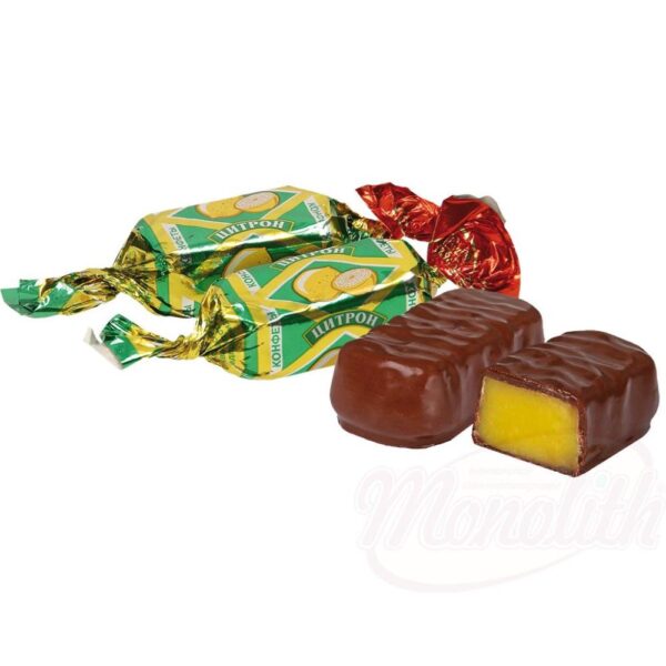 Fondant-Konfekt Zitron mit Zitronengeschmack in kakaohaltiger Fettglasur