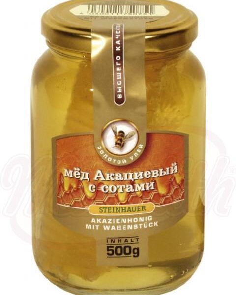 Akazienhonig mit Wabenstück