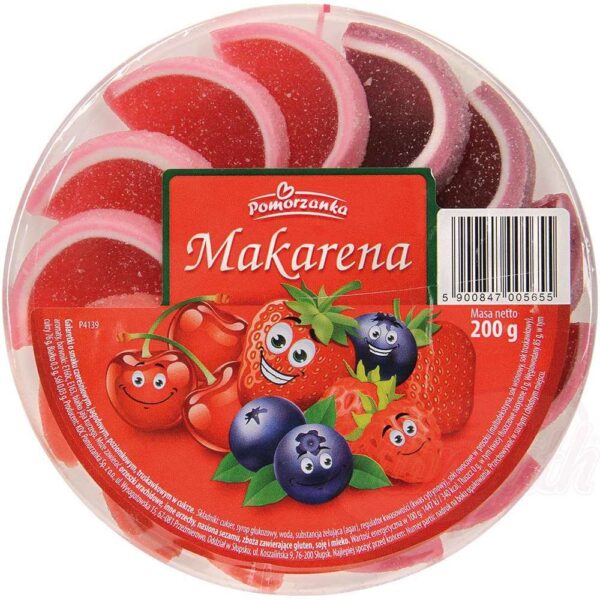 Gezuckerte Gelee-Früchte Makarena Polnischer Garten mit Kirsch-, Heidelbeer-, Waldbeeren- und Erdbeergeschmack