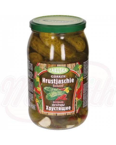 Eingelegte Gurken Hrustjaschie, scharf 860g