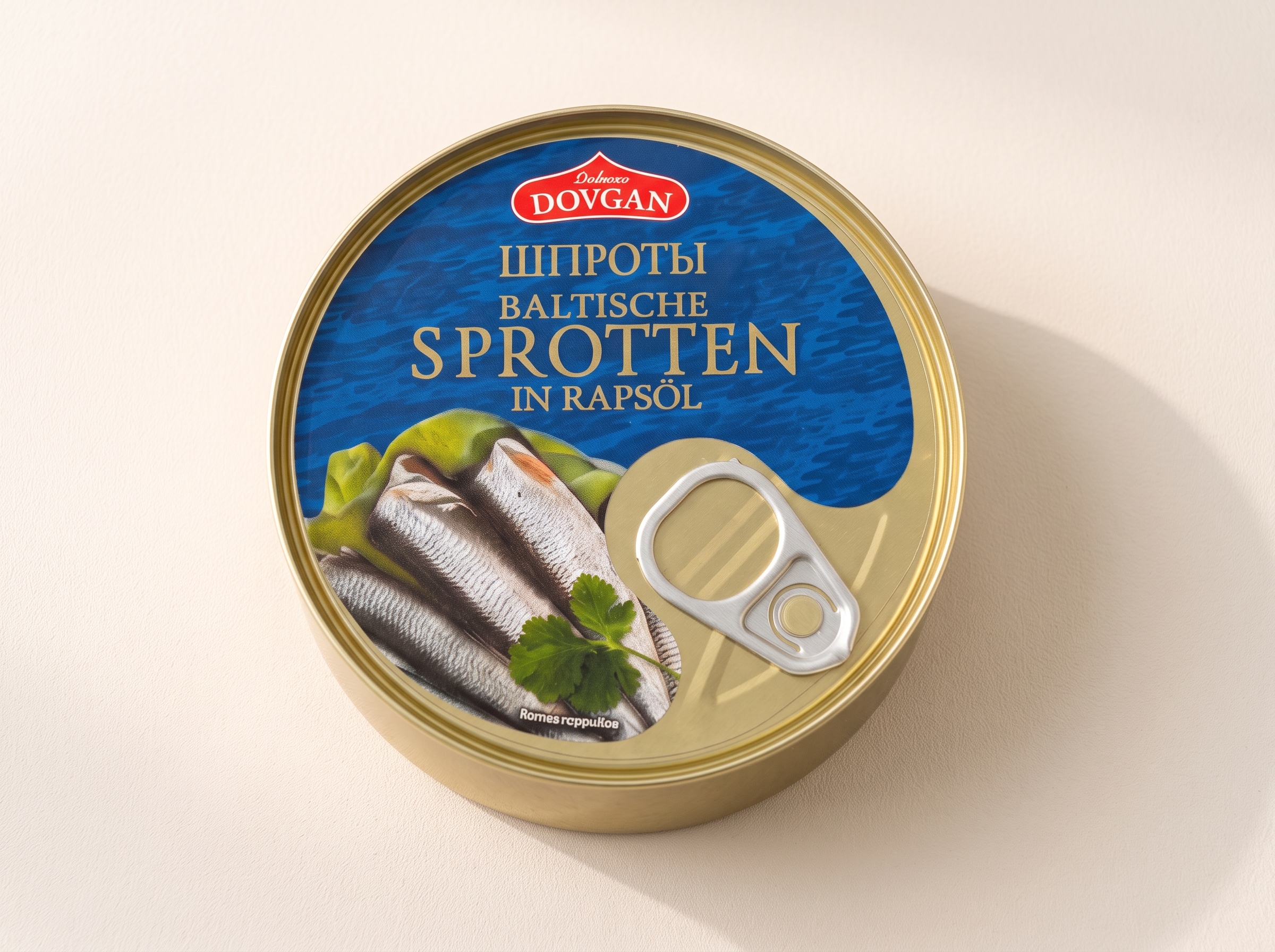 DOVGAN Балтийские кильки в рапсовом масле 160 г DOVGAN Baltische Sprotten in Rapsöl 160 g – Bild 1