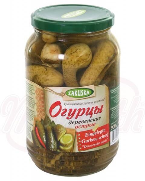 Eingelegte Gurken Derevenskie ostrie, scharf 880 g