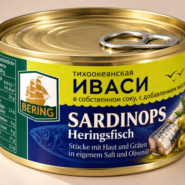 Иваси тихоокеанская - кусочки с кожей и костями в собственном соку, с добавлением масла