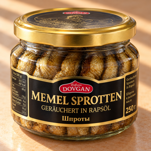 Memel Sprotten geräuchert in Rapsöl DOVGAN 250 g