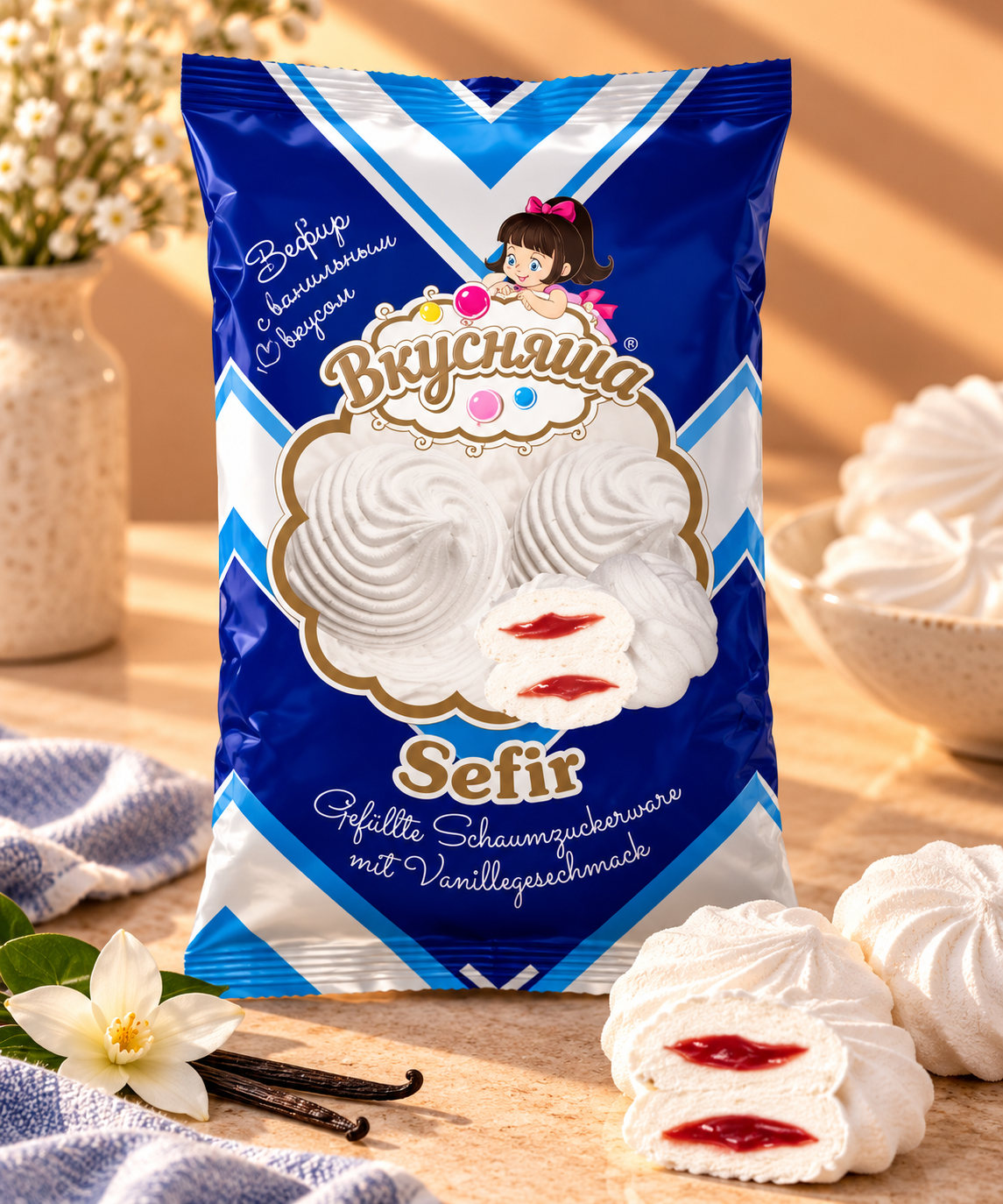 Зефир с начинкой Сгущенное молоко Gefüllte Schaumzuckerware Sefir Sguschjonnoe Moloko – Bild 1