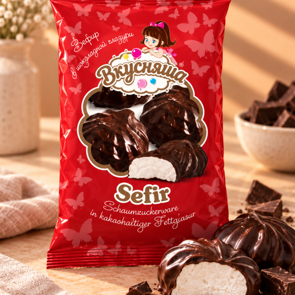 Schaumzuckerware Sefir in kakaohaltiger Fettglasur