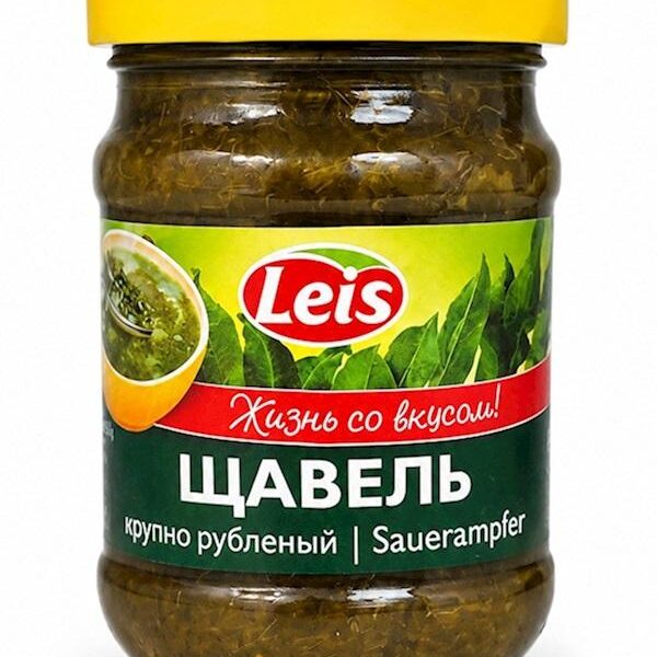 Щавель (Leis sorrel), крупно нарезанный и консервированный.